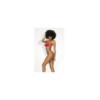Ensemble lingerie sexy en vinyle rouge avec soutien-gorge et string 